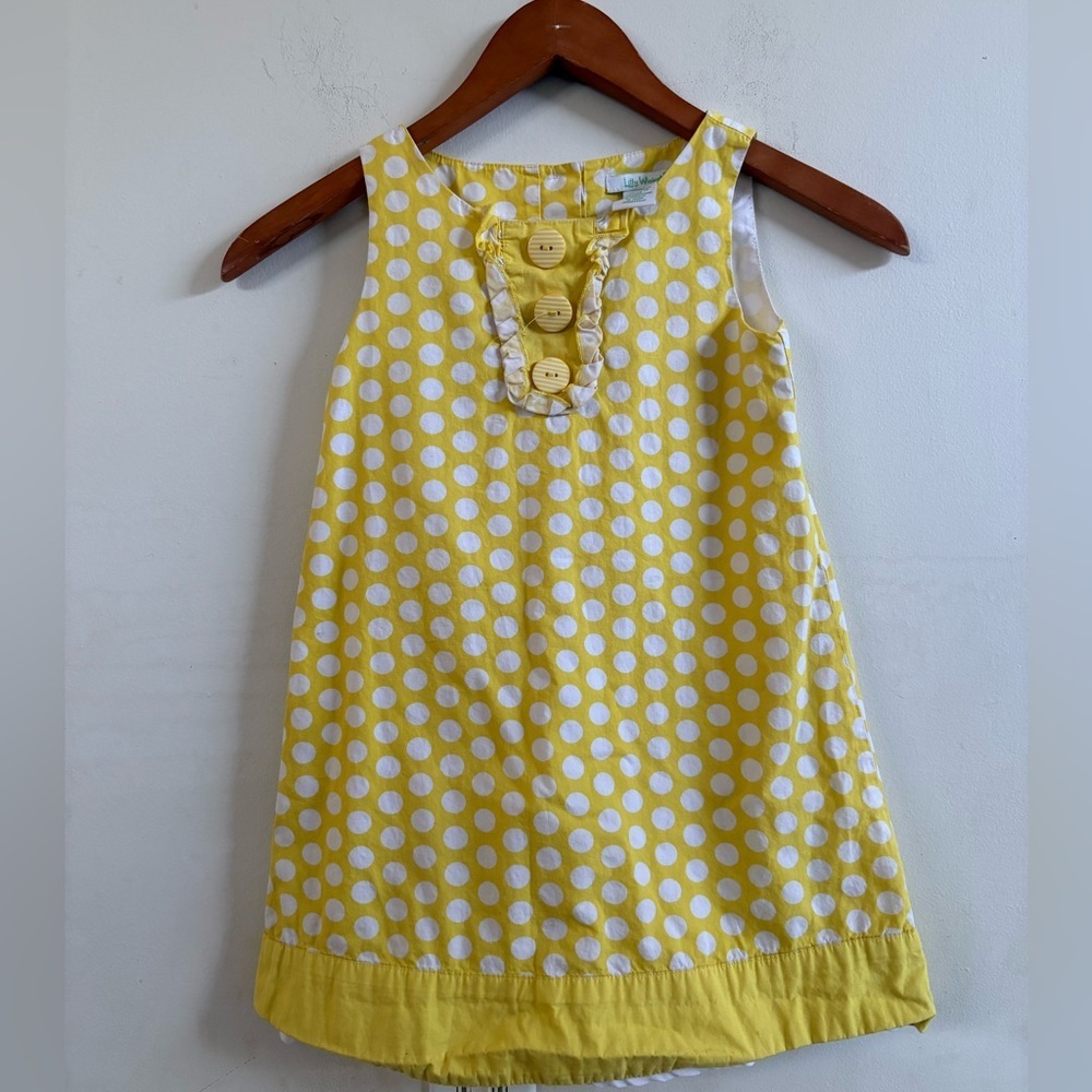 Easter Dress Yellow/White Polka Dots size 6 Toddler EUC